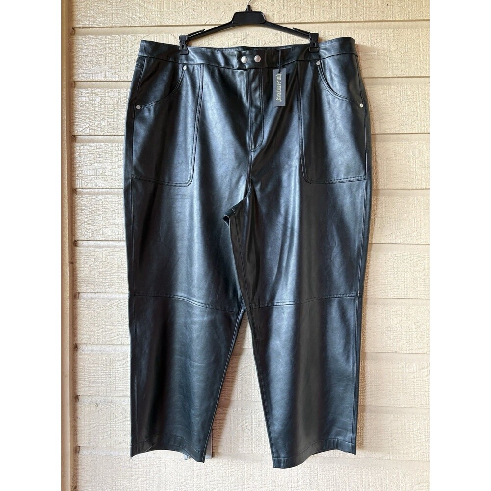 BLANK NYC womens The Baxter Faux Leather Pants size 24W Dark Green 27" inseam - Picture 5 of 9